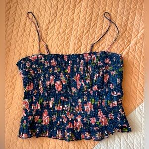 Free people rouched, floral crop tank